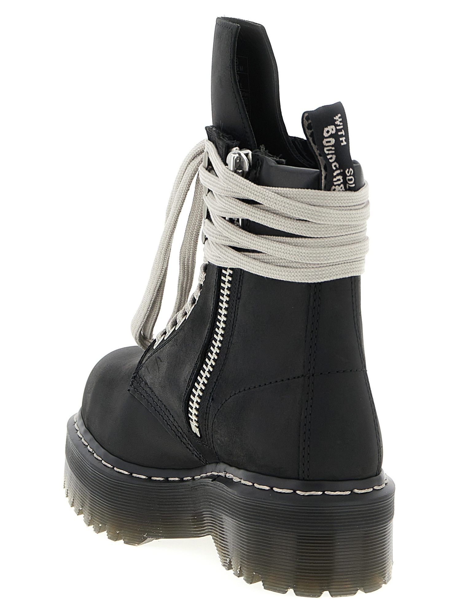 Rick Owens X Dr. Martens Quad Sole Steel Toe Lace- Up Boots In Black