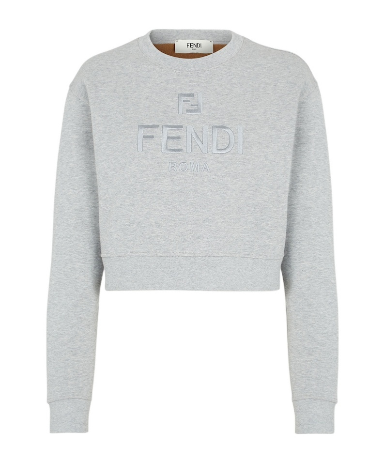 Fendi Crew-neck Sweatshirt Cropped In White