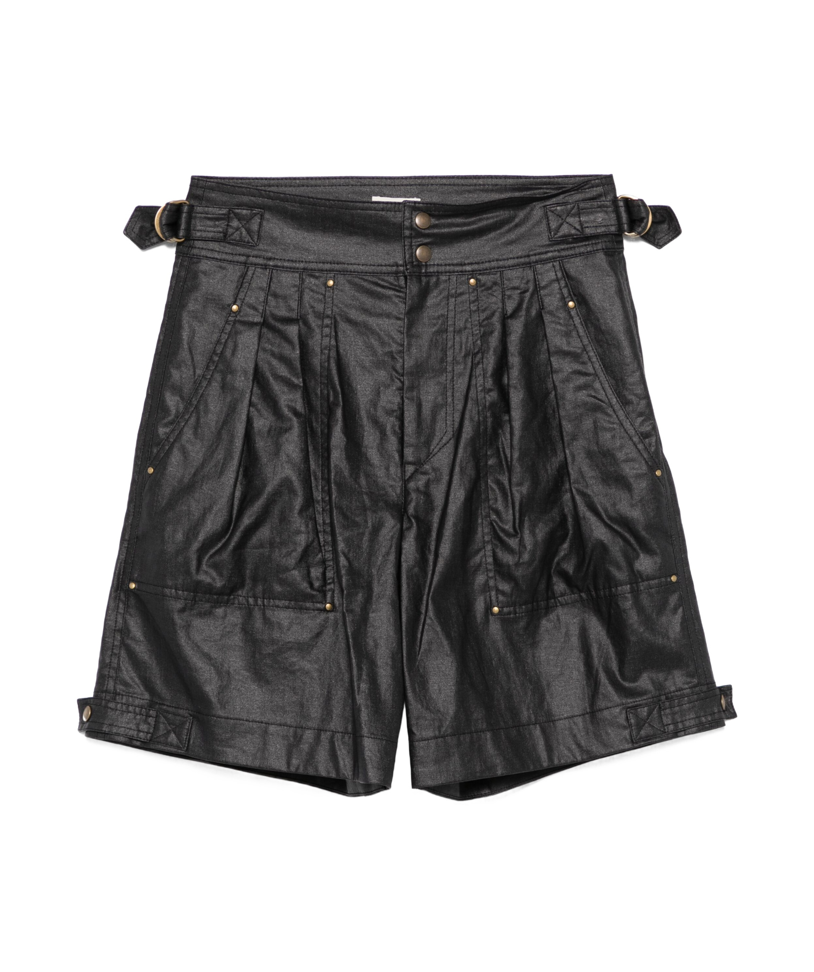 Isabel Marant Black Waxed Linen Blend Felize Shorts In Black