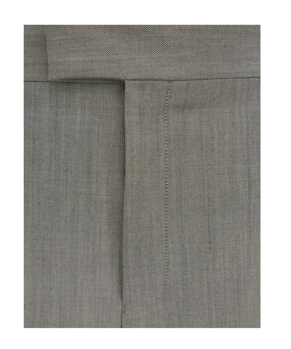 Ferragamo Flat Front Tailored Trouser In Gray