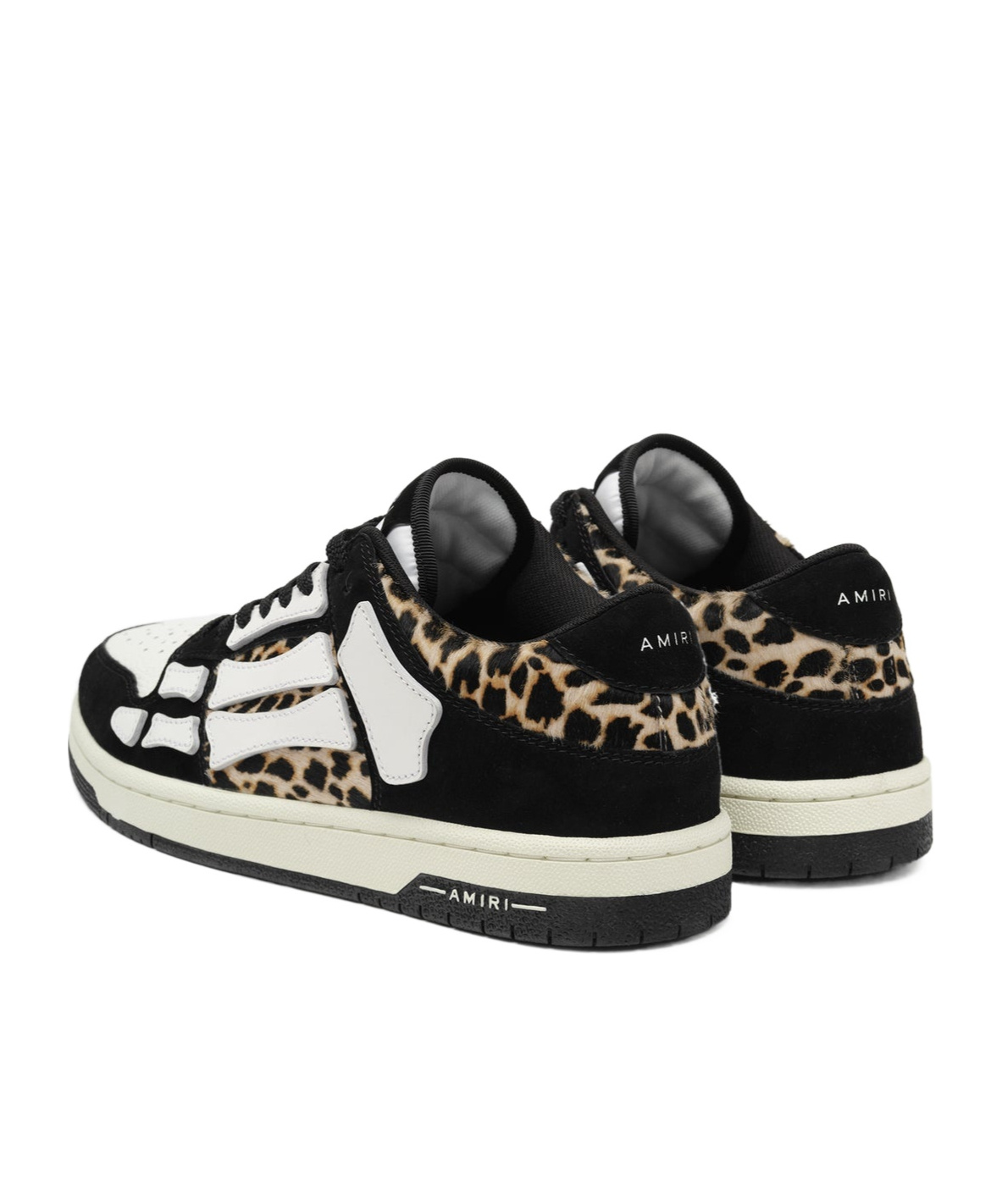 Shop Amiri Lace-up Leopard Print Low-cut Casual Shoes In Black