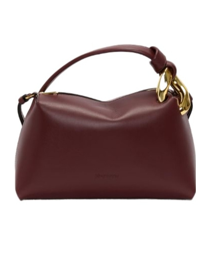 Jw Anderson Corner Leather Crossbody Bag In Burgundy