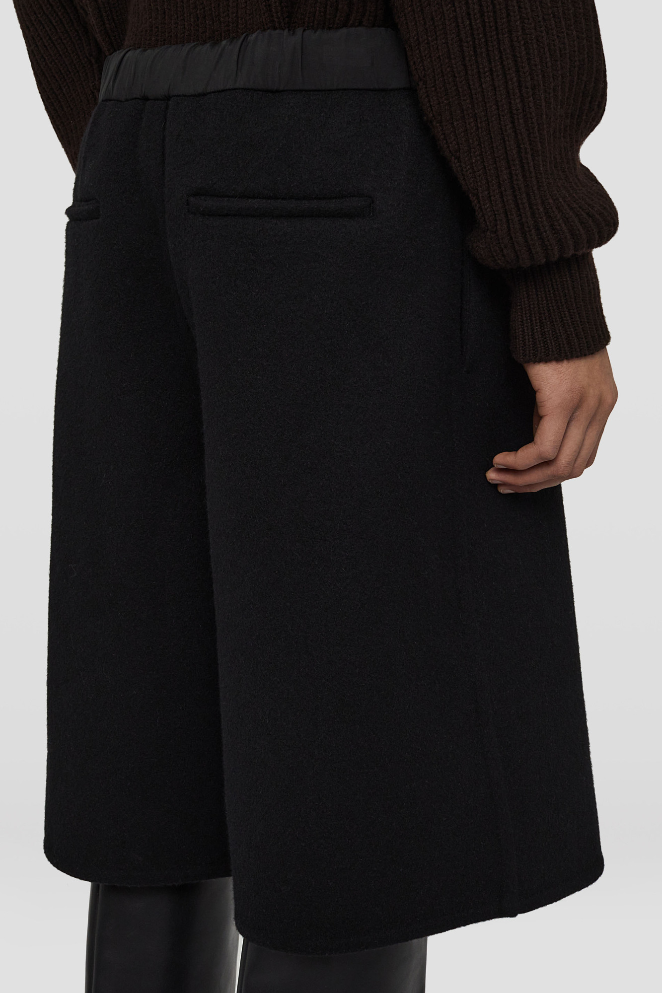 Jil Sander Wide-leg Felted Shorts In Black