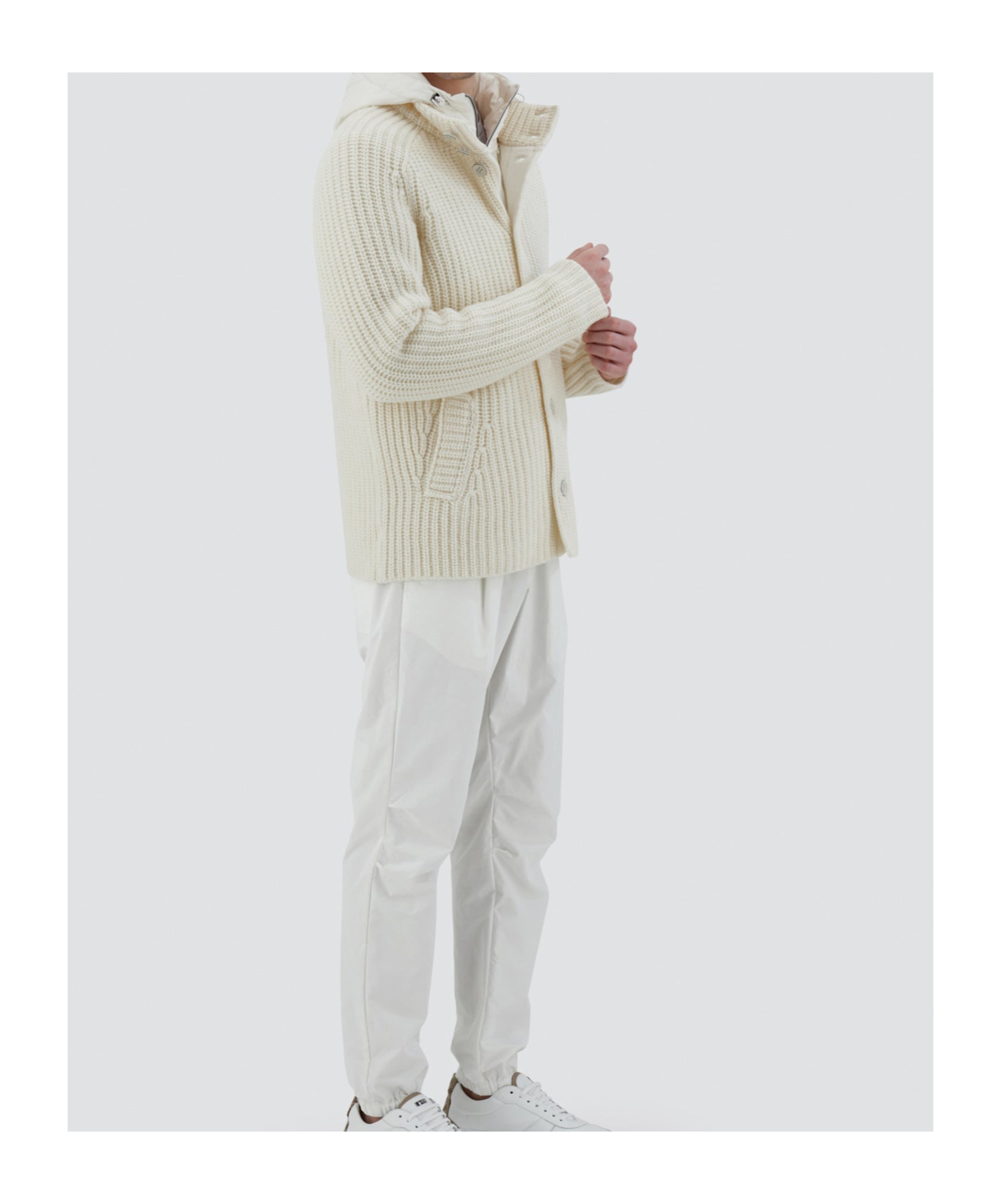 Herno Knitted Bomber Jacket In White