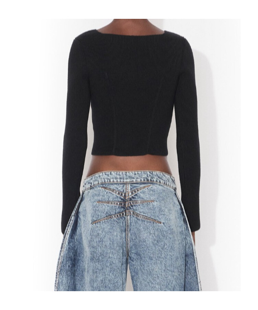 Alaïa Corset Wool Top In Black