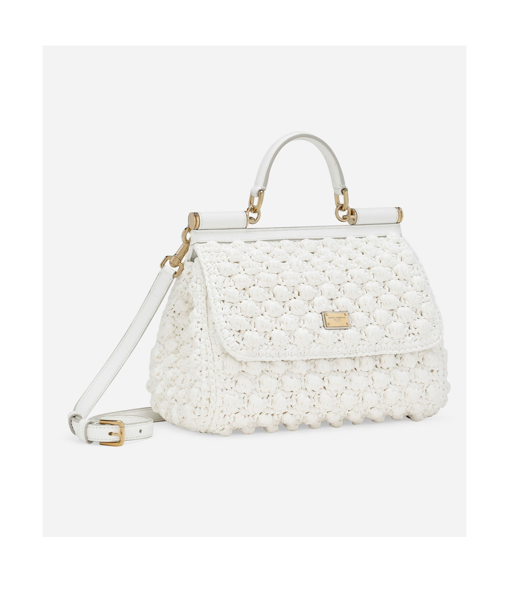 Dolce & Gabbana Large Sicily Interwoven Tote Bag In White