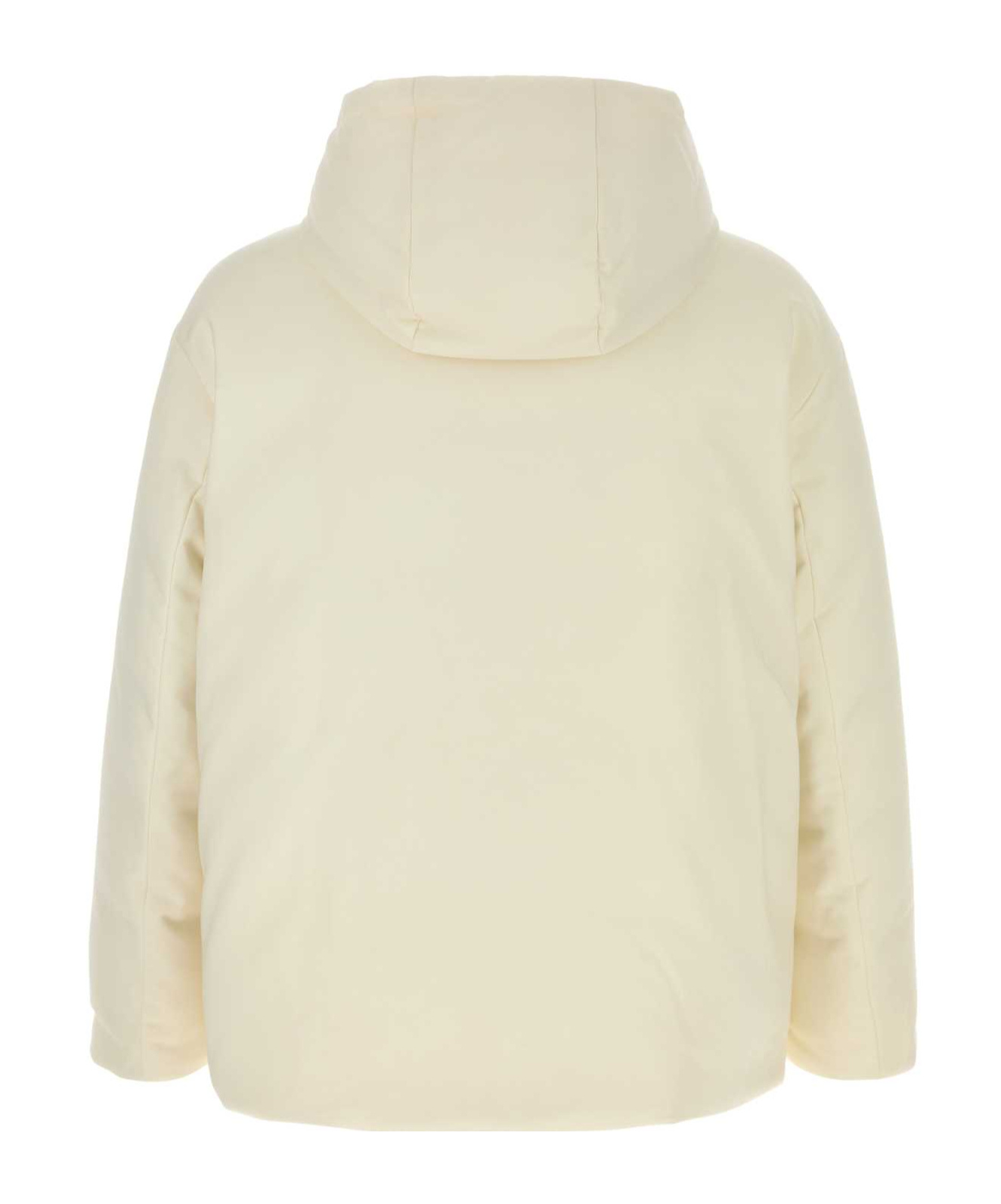 Valentino Hooded Wool Blend Padded Jacket In Nude