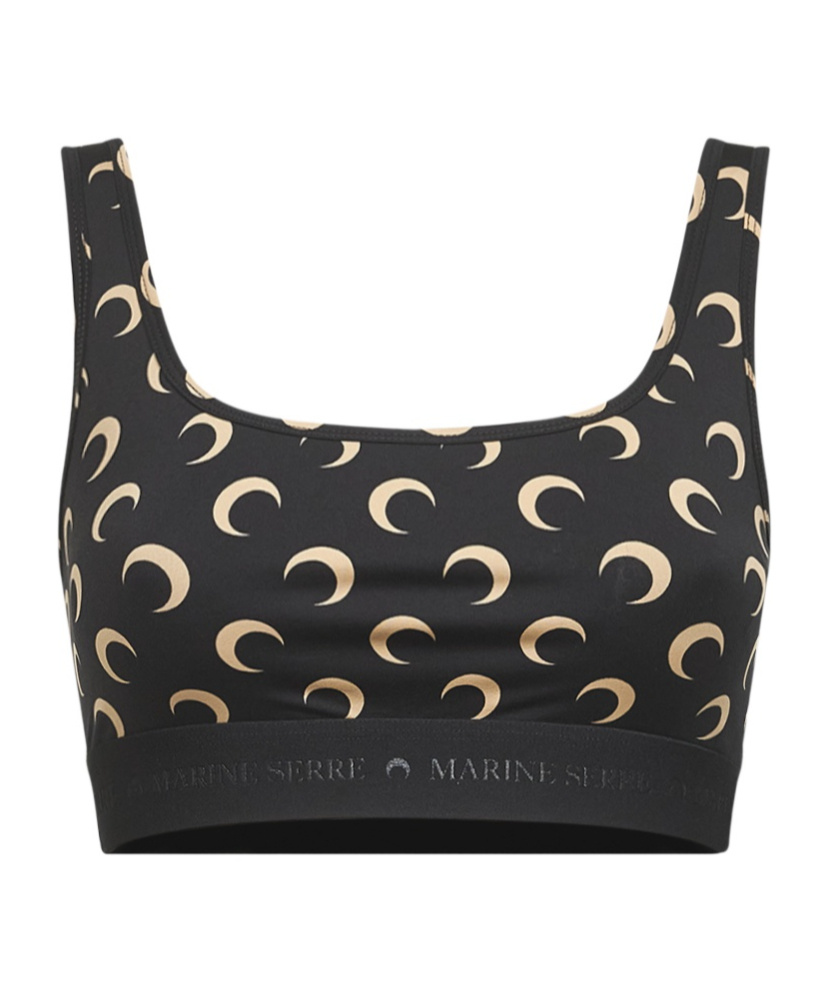 Marine Serre Fitted Underwear Top With Crescent Moon Pattern In Black