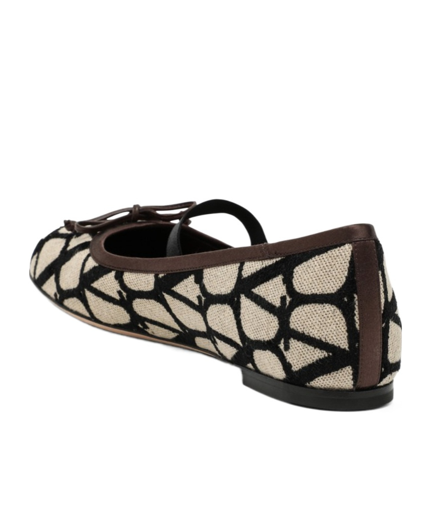 Valentino Ballerinas With Iconographic Motif And Bow Detailing In Black