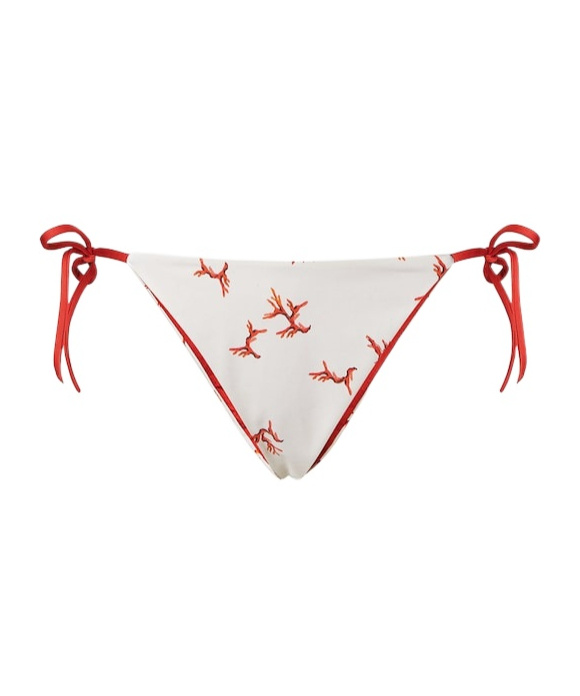 Fendi White Lycra Bikini Bottom With Coral Print In White