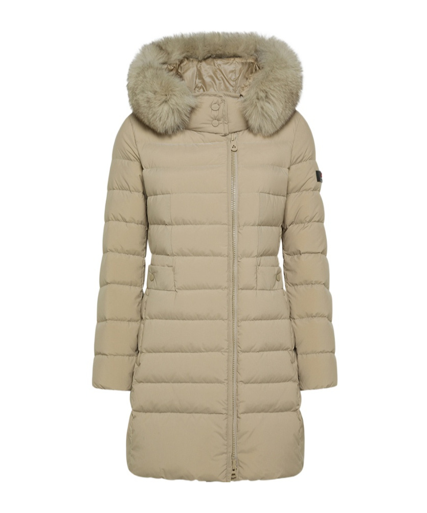 Peuterey Long Down Jacket In Sesame Color