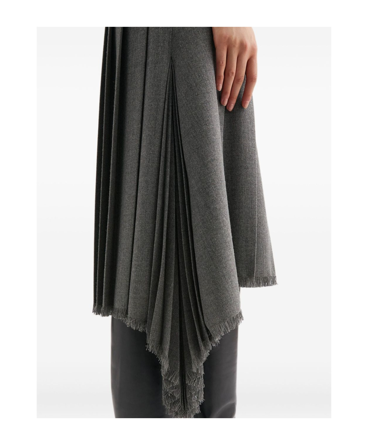 Jil Sander Pleated Midi Skirt In Gray
