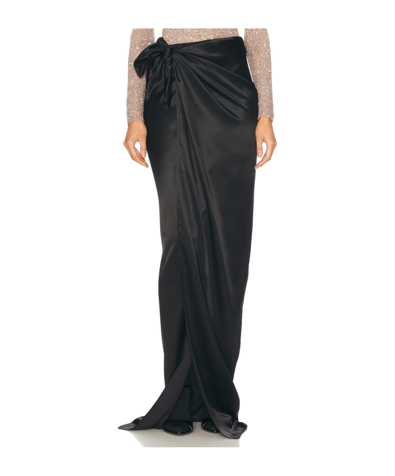 Balenciaga Long Satin Skirt Skirts Black In Black