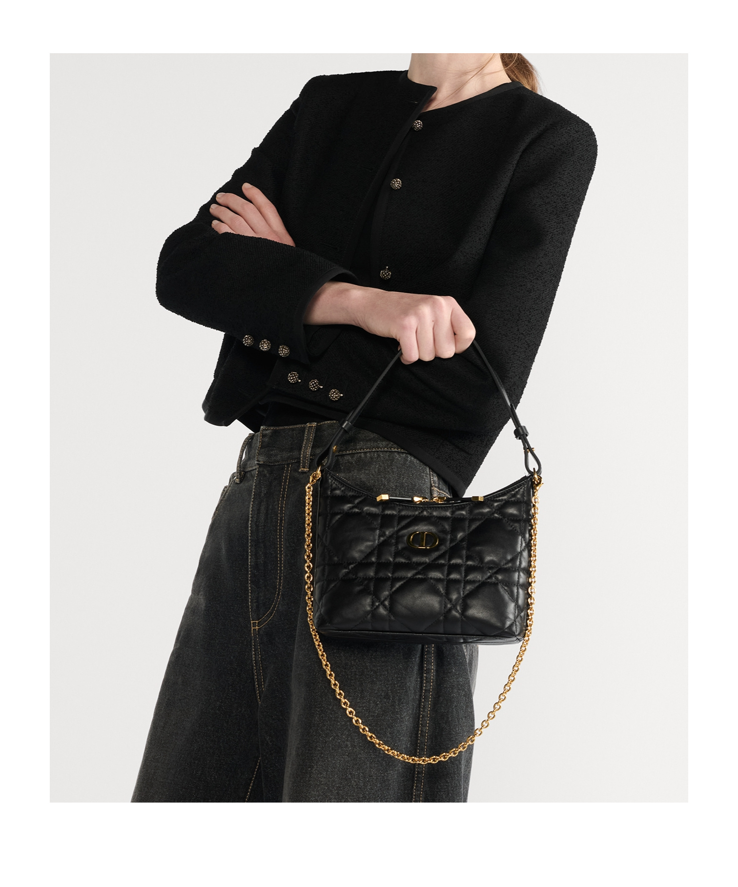 Dior Miss Caro Ling Mini Bag With Chain In Black
