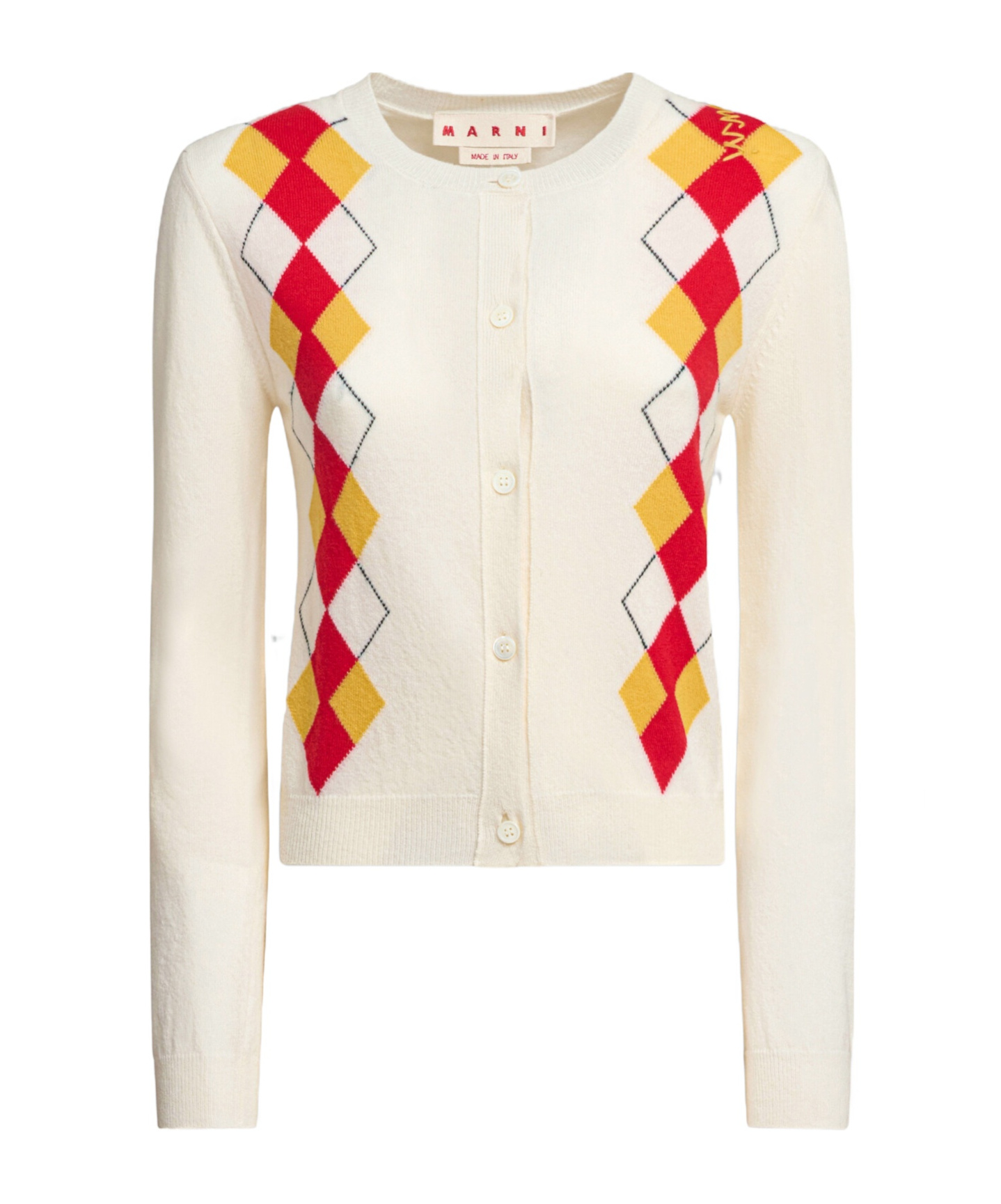 Marni Diamond-pattern Cardigan In White