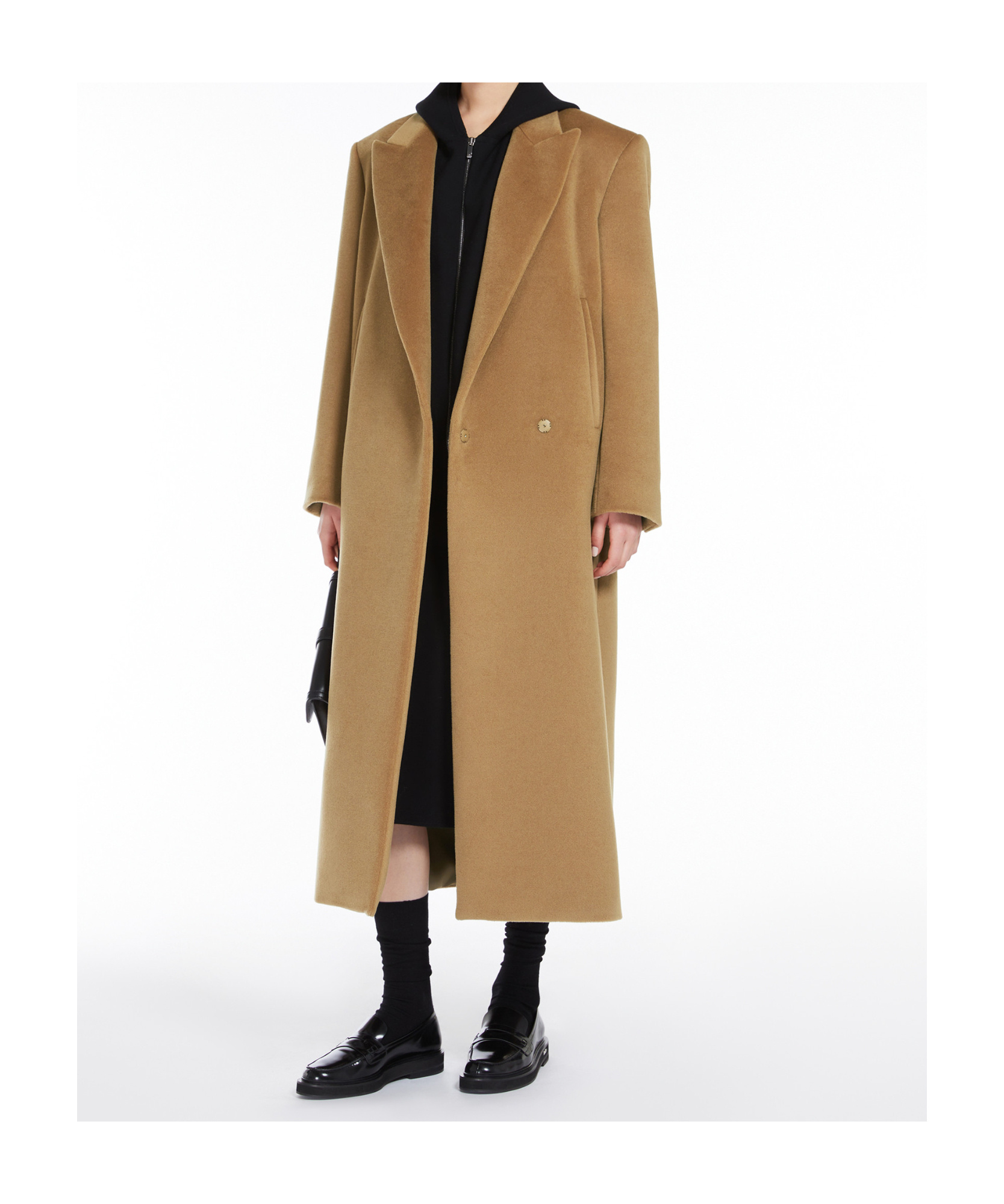 Max Mara Long-sleeved Wool Coat In Brown