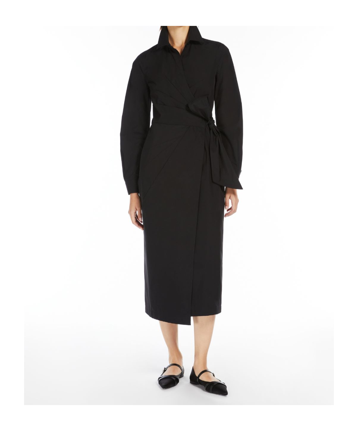 Max Mara Agrume Wrap Long-sleeved Dress In Black