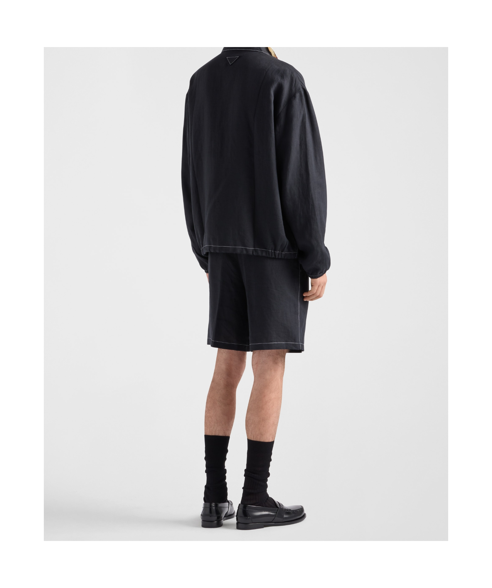 Prada Cotton Blouson With Contrasting Stitching In Black