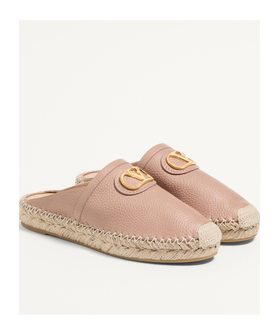 Valentino Vlogo Signature Grainy Leather Mule In Rose Cannelle