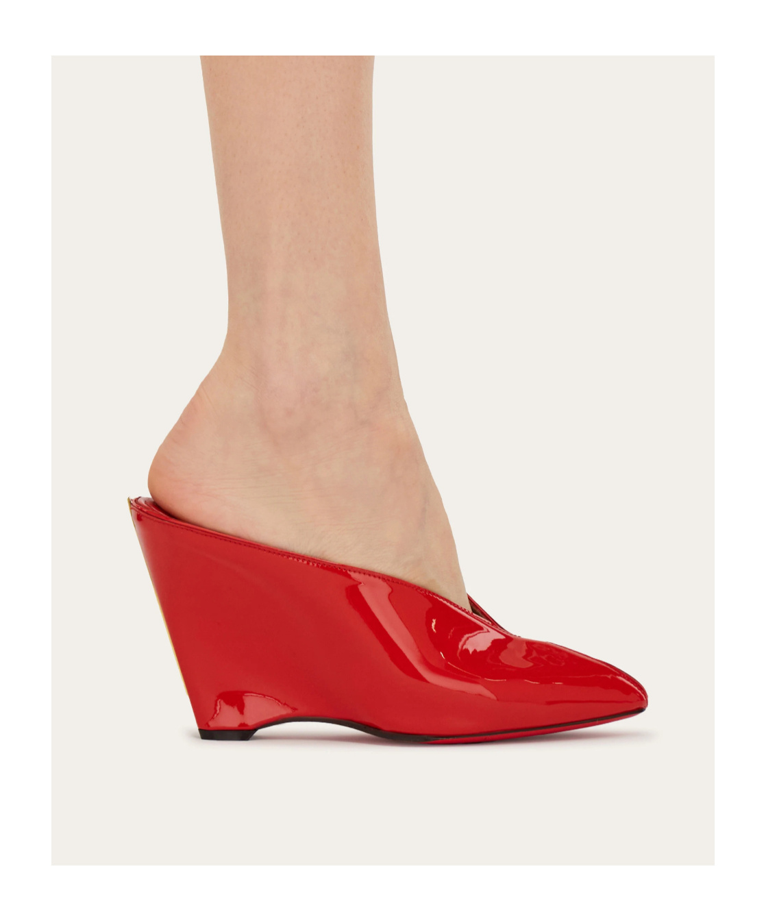 Ferragamo Peep Toe Mule In Red
