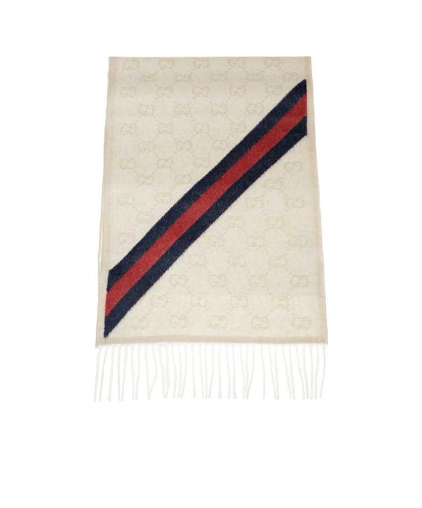 Gucci Fringed Scarf In Nude