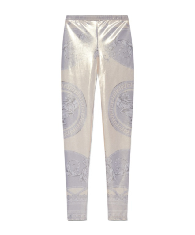 Versace La Coupe Des Dieux Laminated Leggings In Gray
