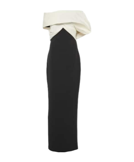 Safiyaa London Lerena Vista Crêpe And Faille Maxi Gown In Black