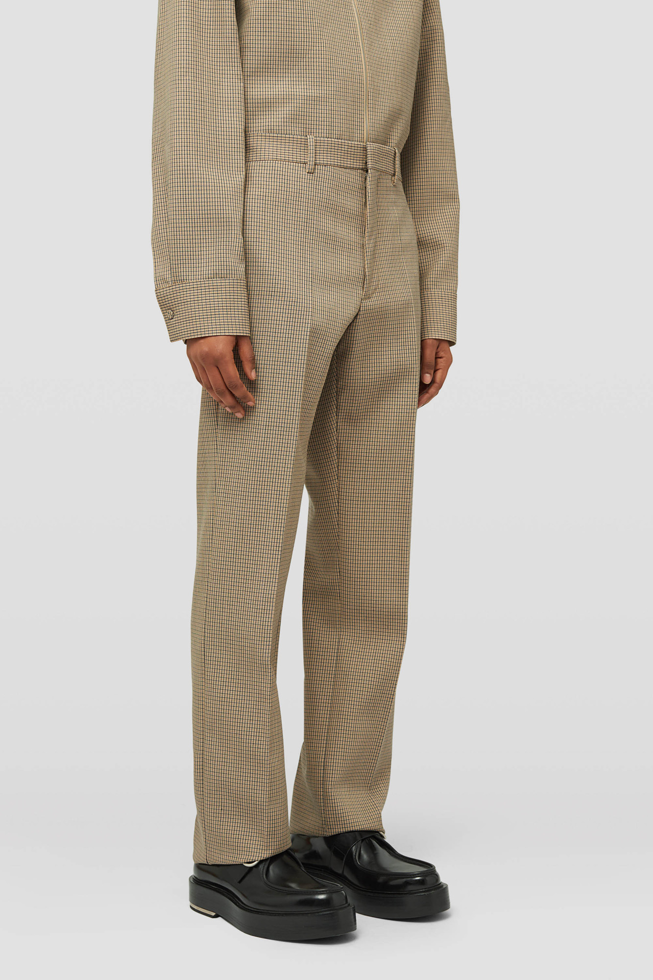 Jil Sander Check-pattern Straight-leg Trousers In Nude