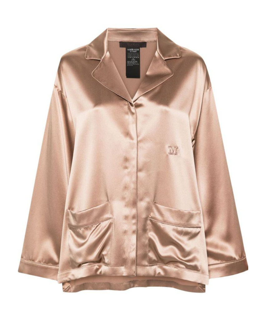 Max Mara Vasaio Silk Shirt In Nude