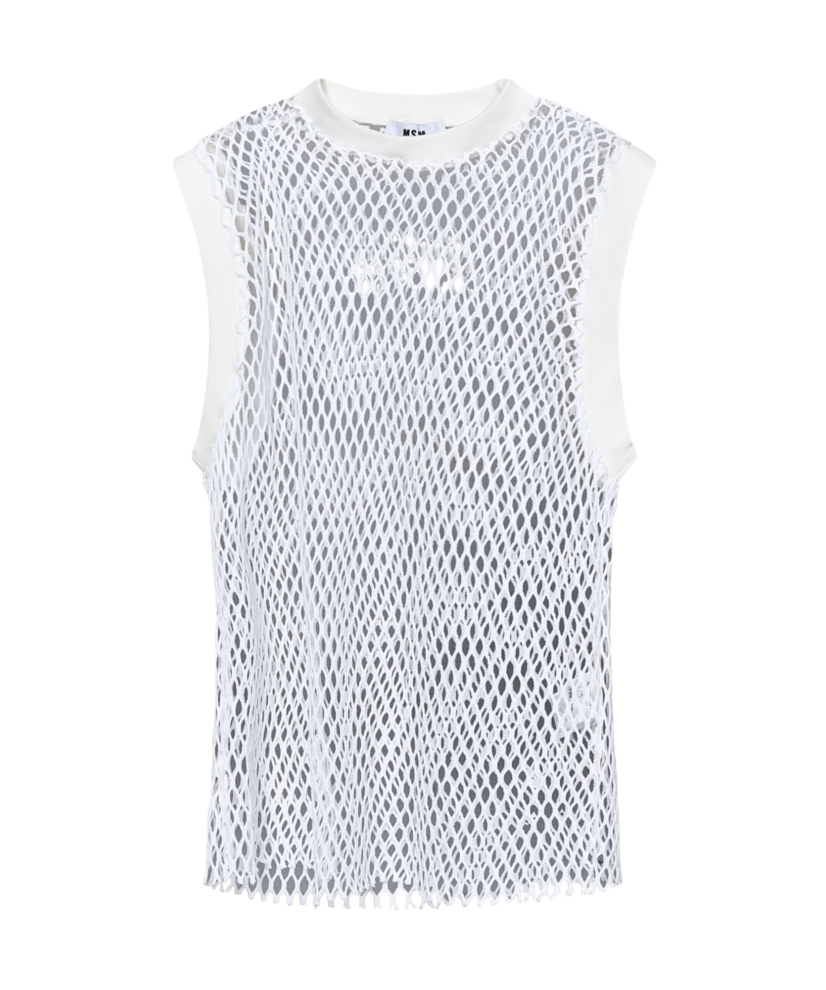Msgm Net Knit Tank Top With Raw-cut Hem