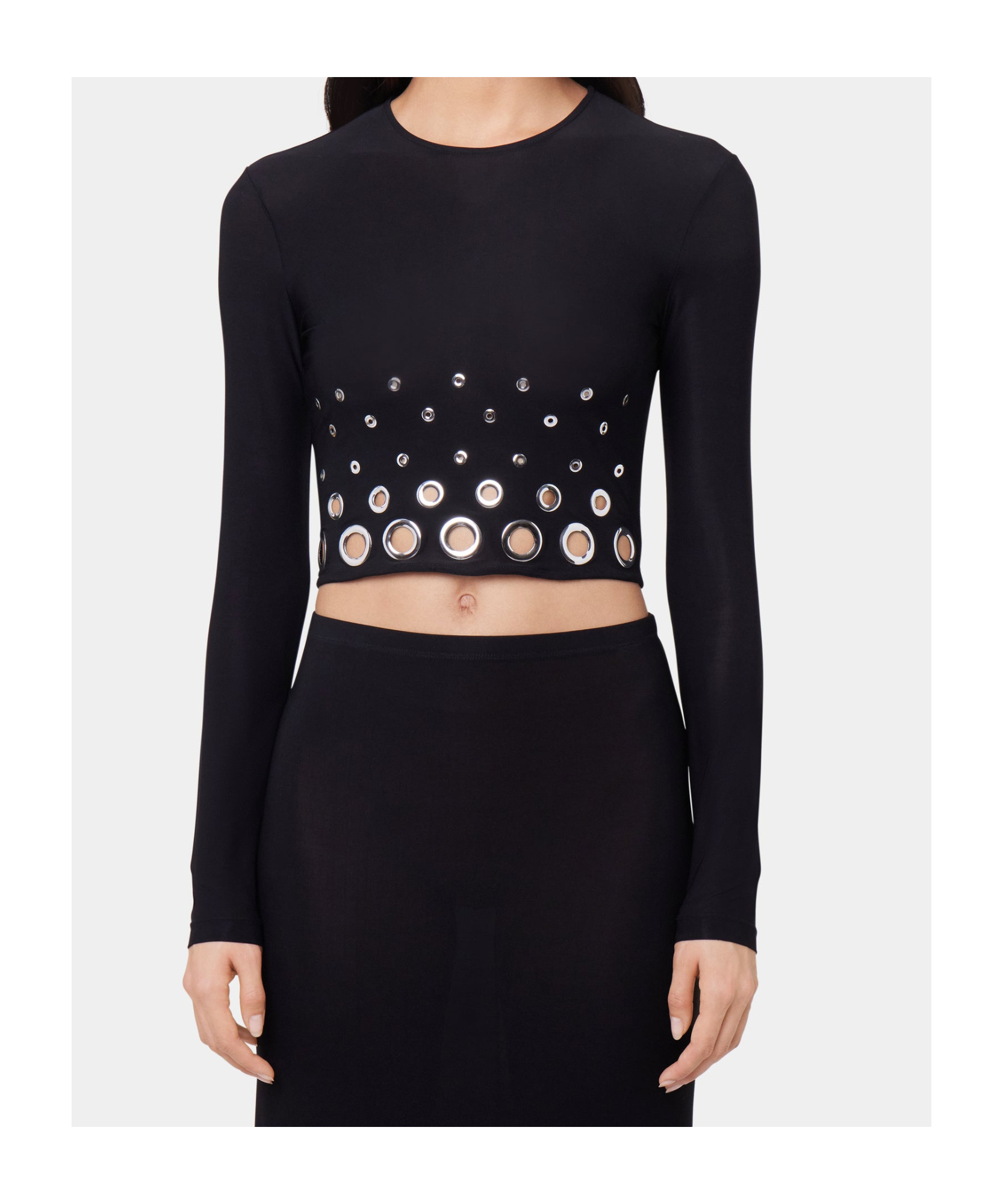 Rabanne Embellished Solid Jersey Second Skin Top In Black