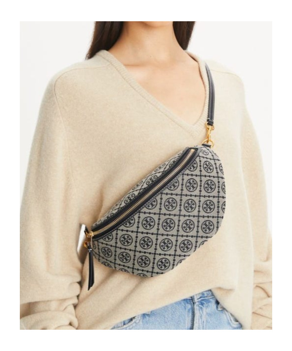 Tory Burch T Monogram Jacquard Belt Bag In Gray