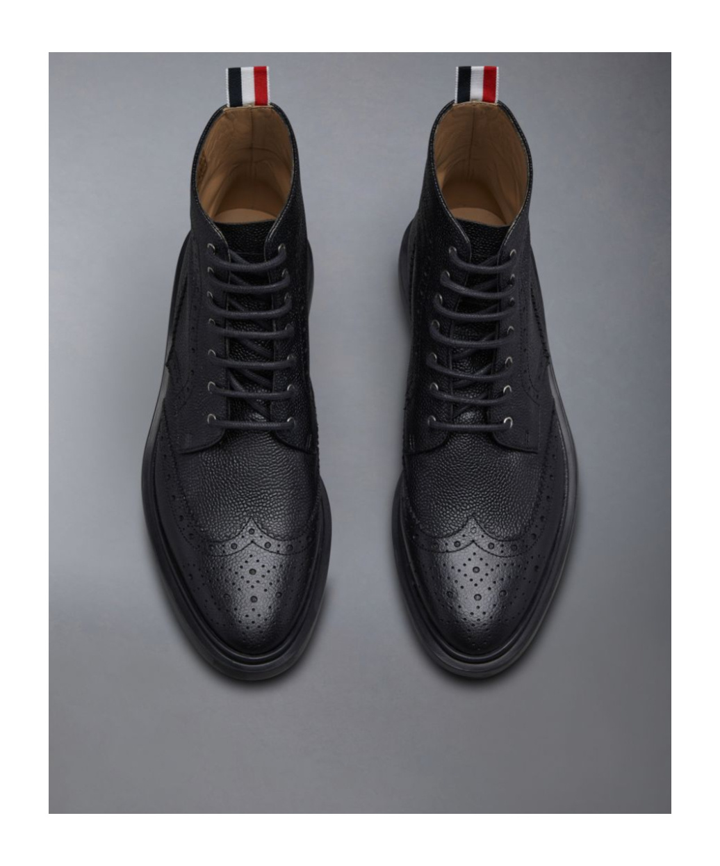 Thom Browne Brogue-detail Ankle Boots In Black