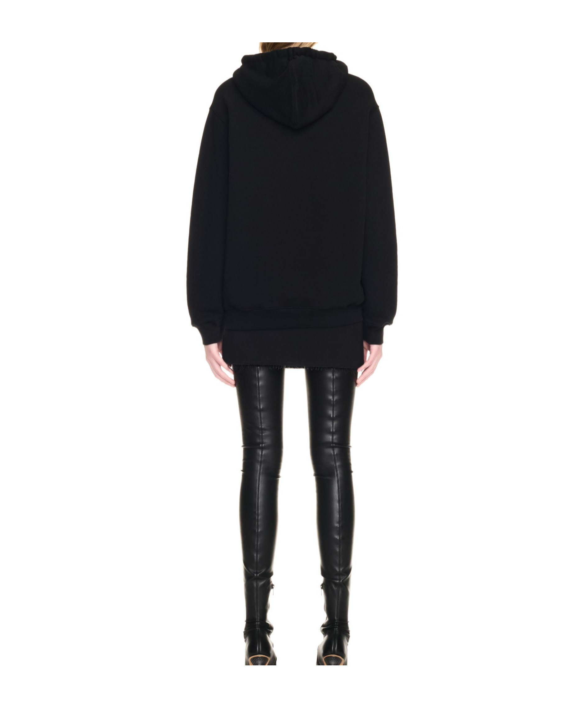 Off-white Lace Logo Appliqué Cotton Hoodie In Black