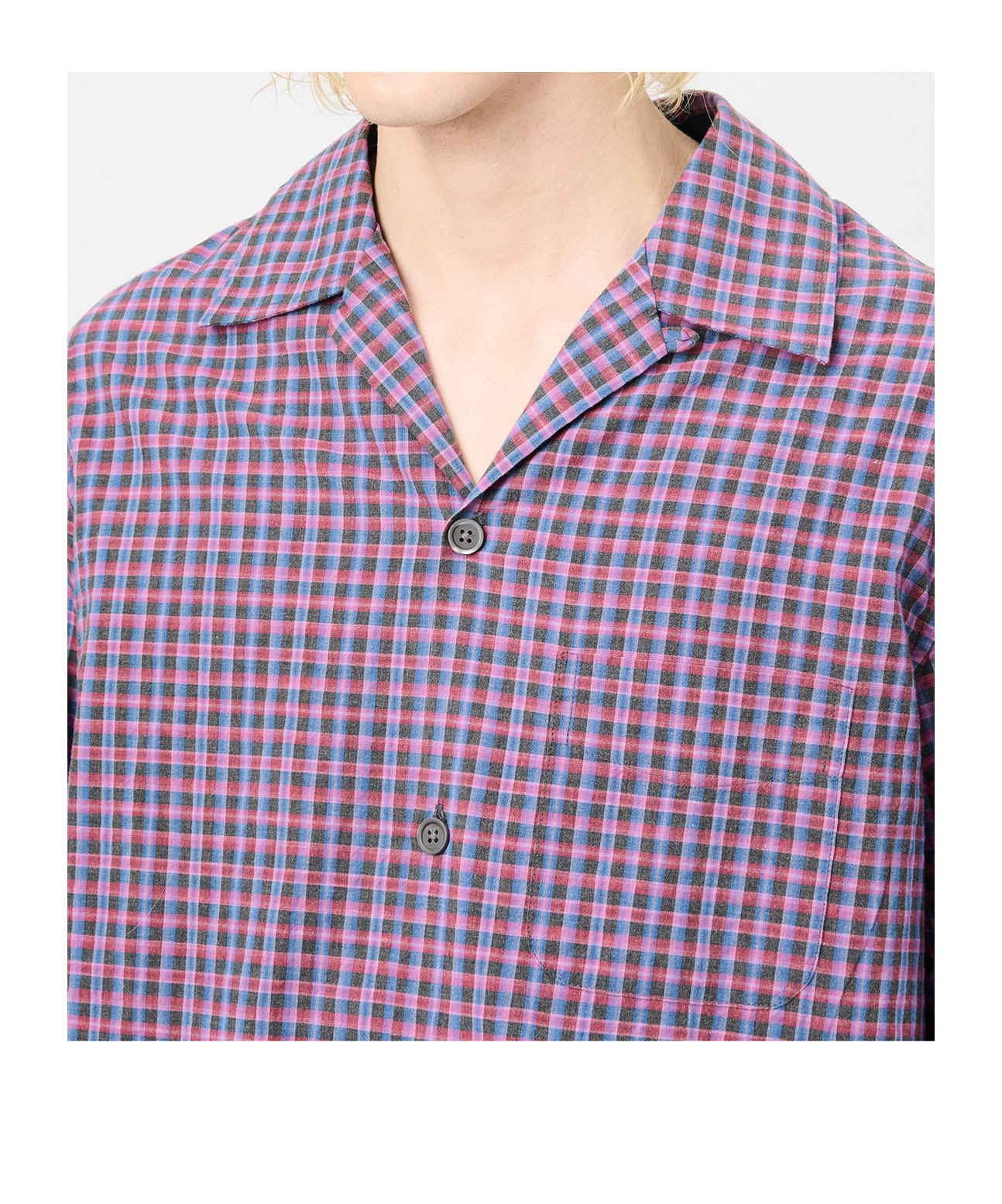 Our Legacy Heusen Convertible-collar Checked Cotton Shirt In Pink