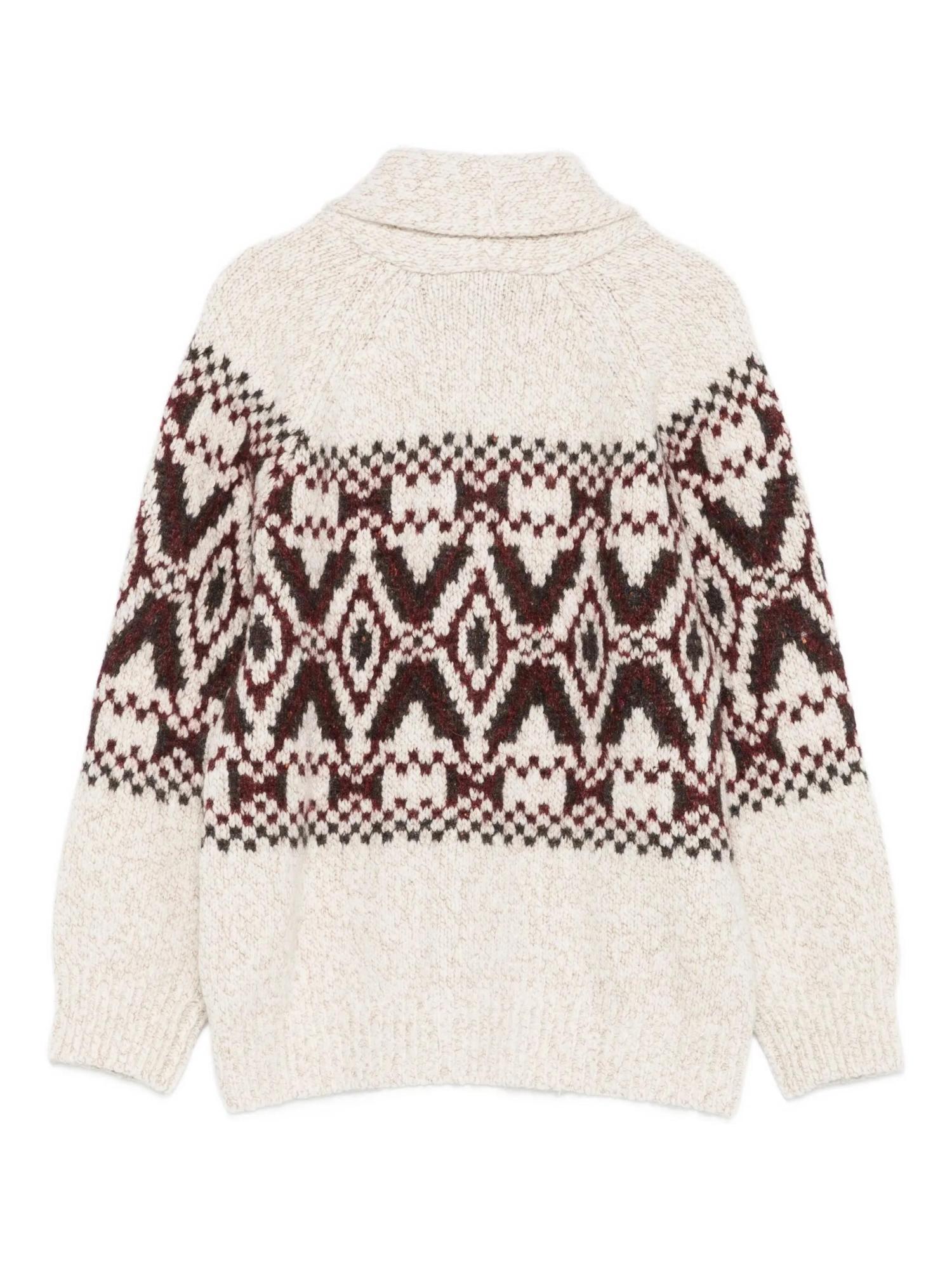 Brunello Cucinelli Shawl-collar Patterned Cardigan In White