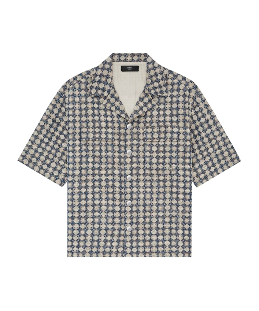 Amiri Ma Quad Boucle Camp Shirt In Gray