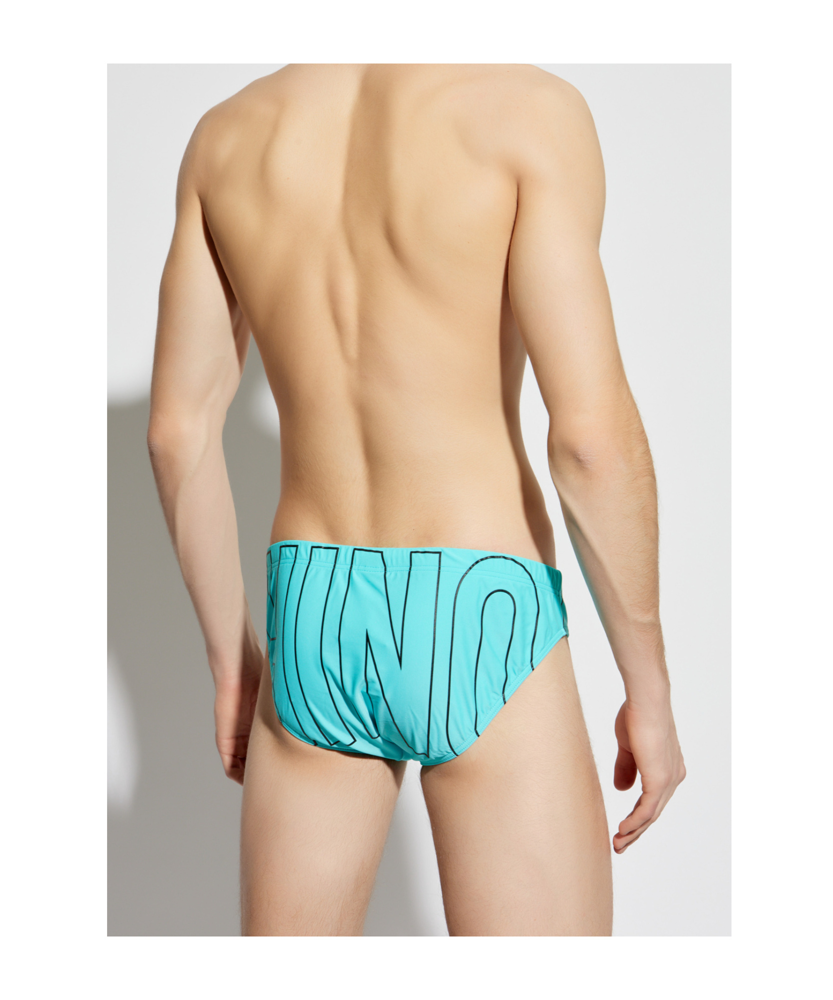 Moschino Logo Print Swimming Briefs In Blue