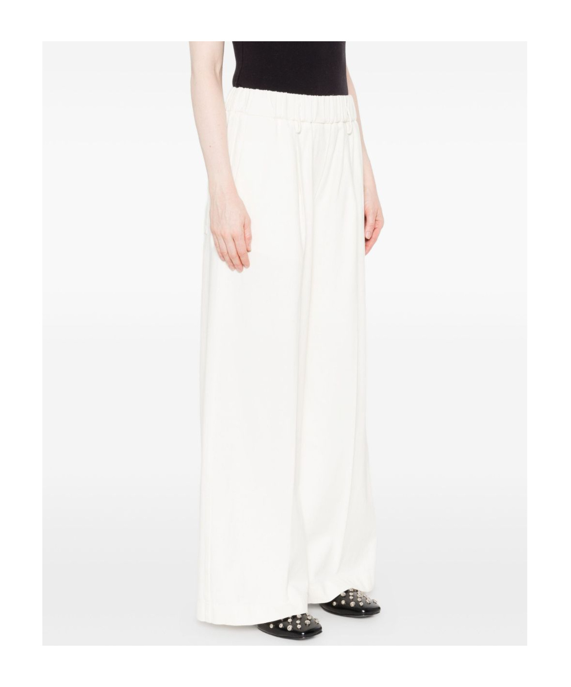 Forte Forte Comfortable Wide Leg Cotton Trousers In White