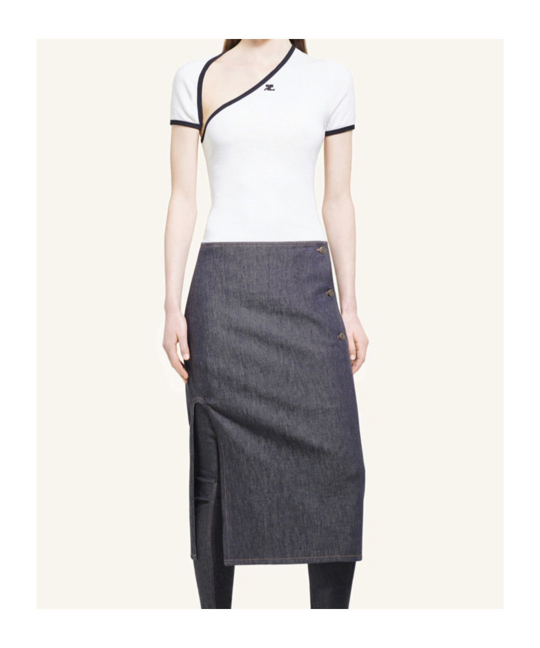Shop Courrèges Slash Contrast T-shirt In White