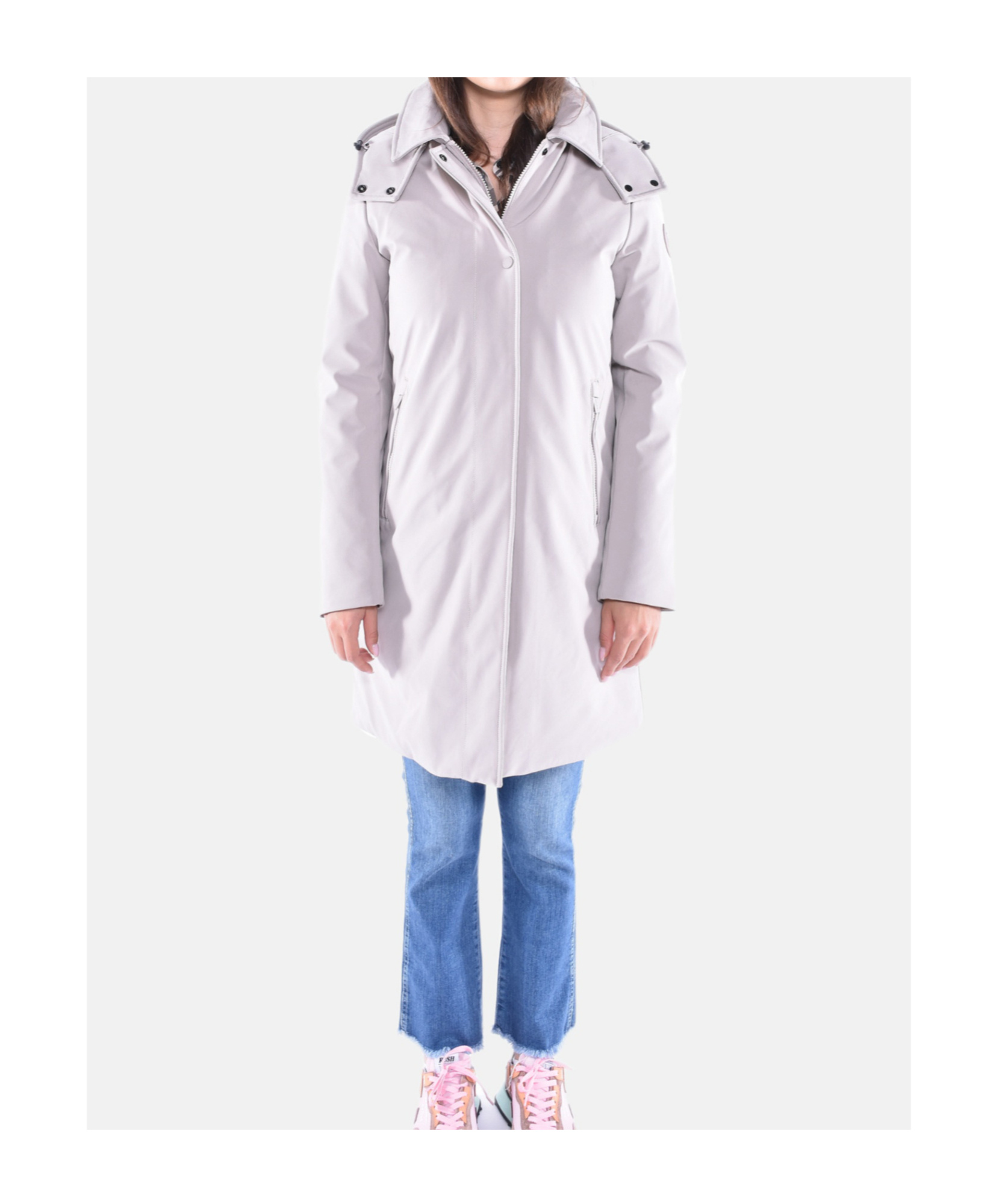Woolrich Logo Patch Hooded Parka In Neutral