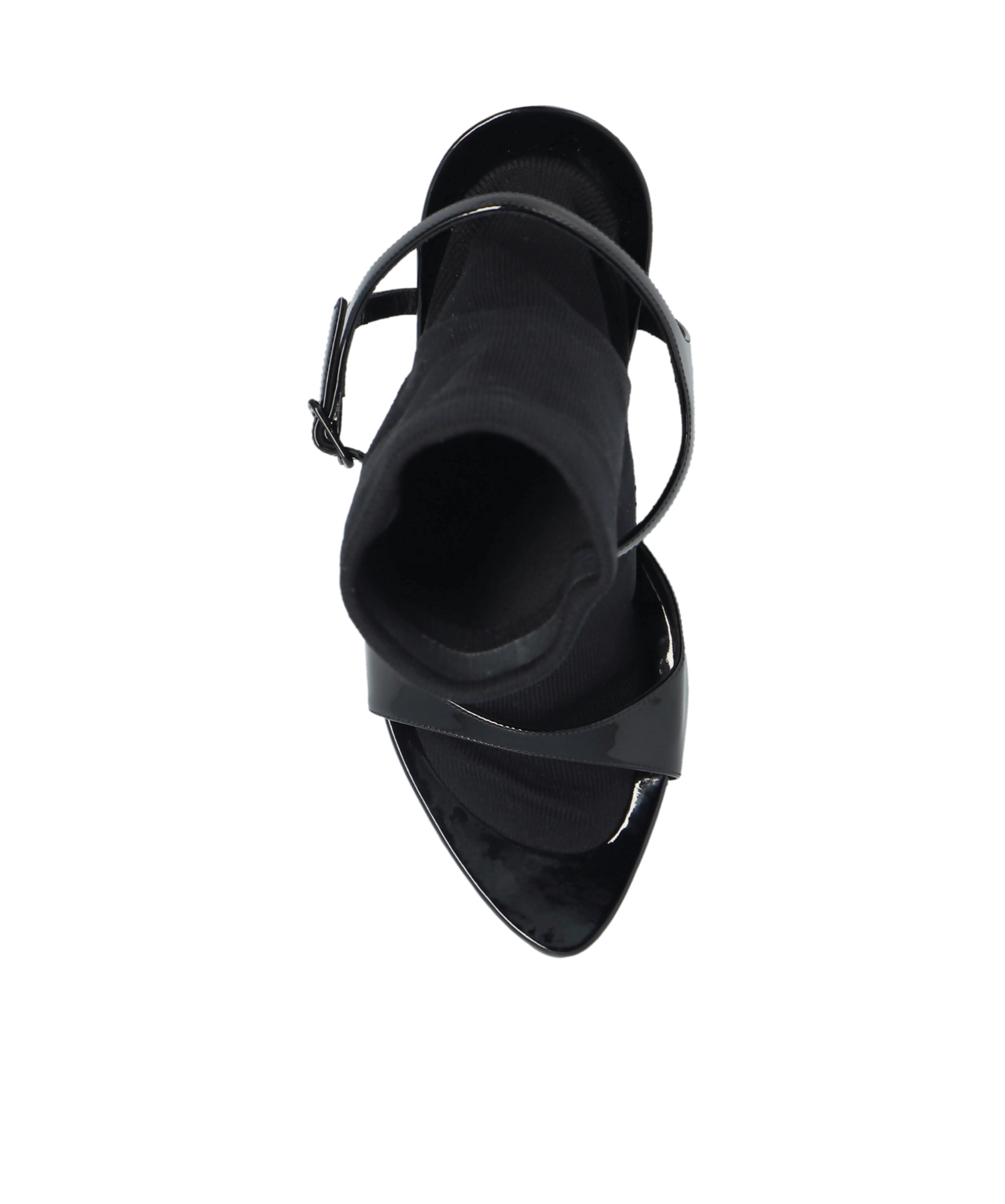 Balenciaga Avenue Sock Black Sandal In Patent Leather And Mesh In Black