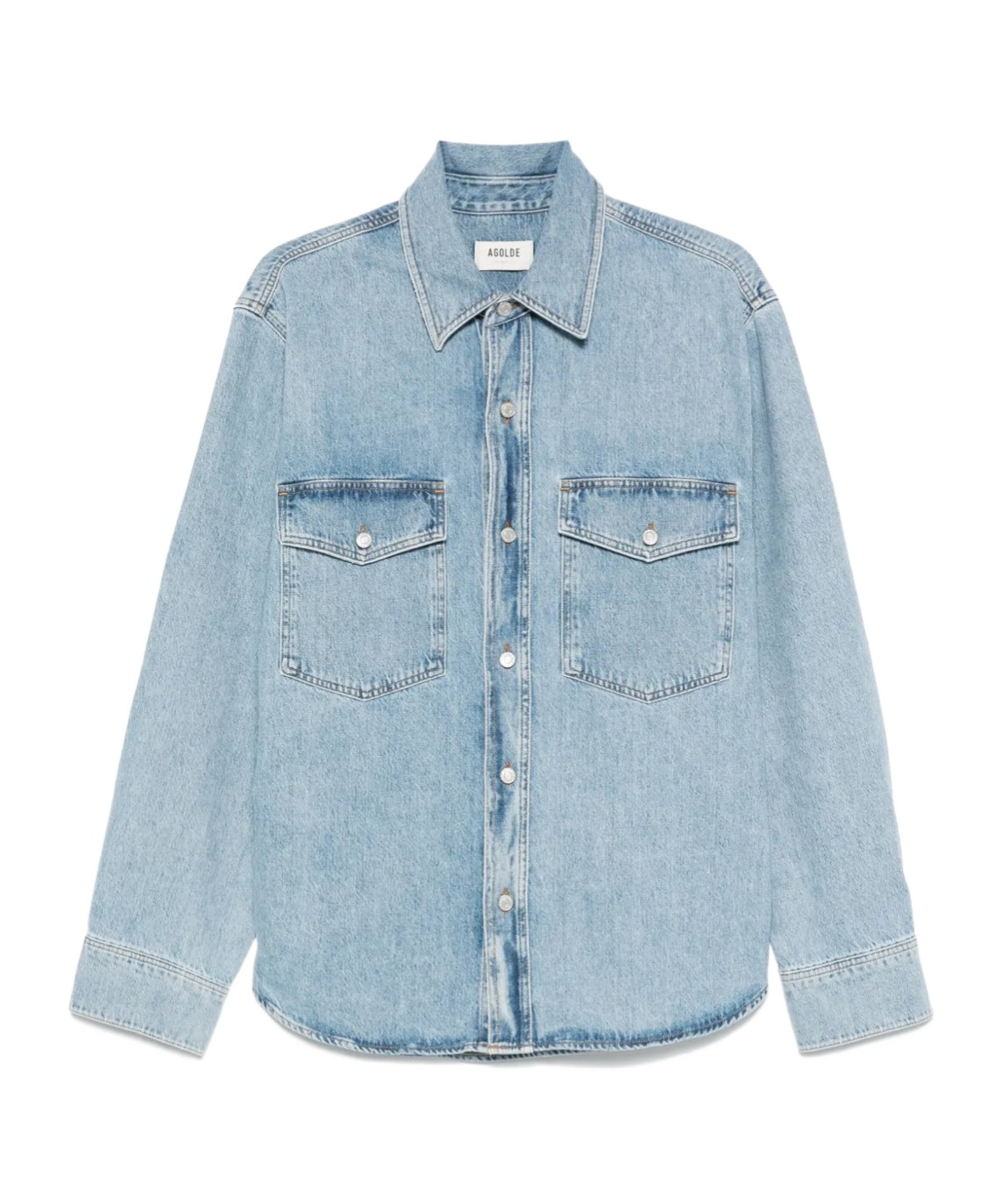 Agolde Rafe Long Sleeve Denim Shirt In Blue