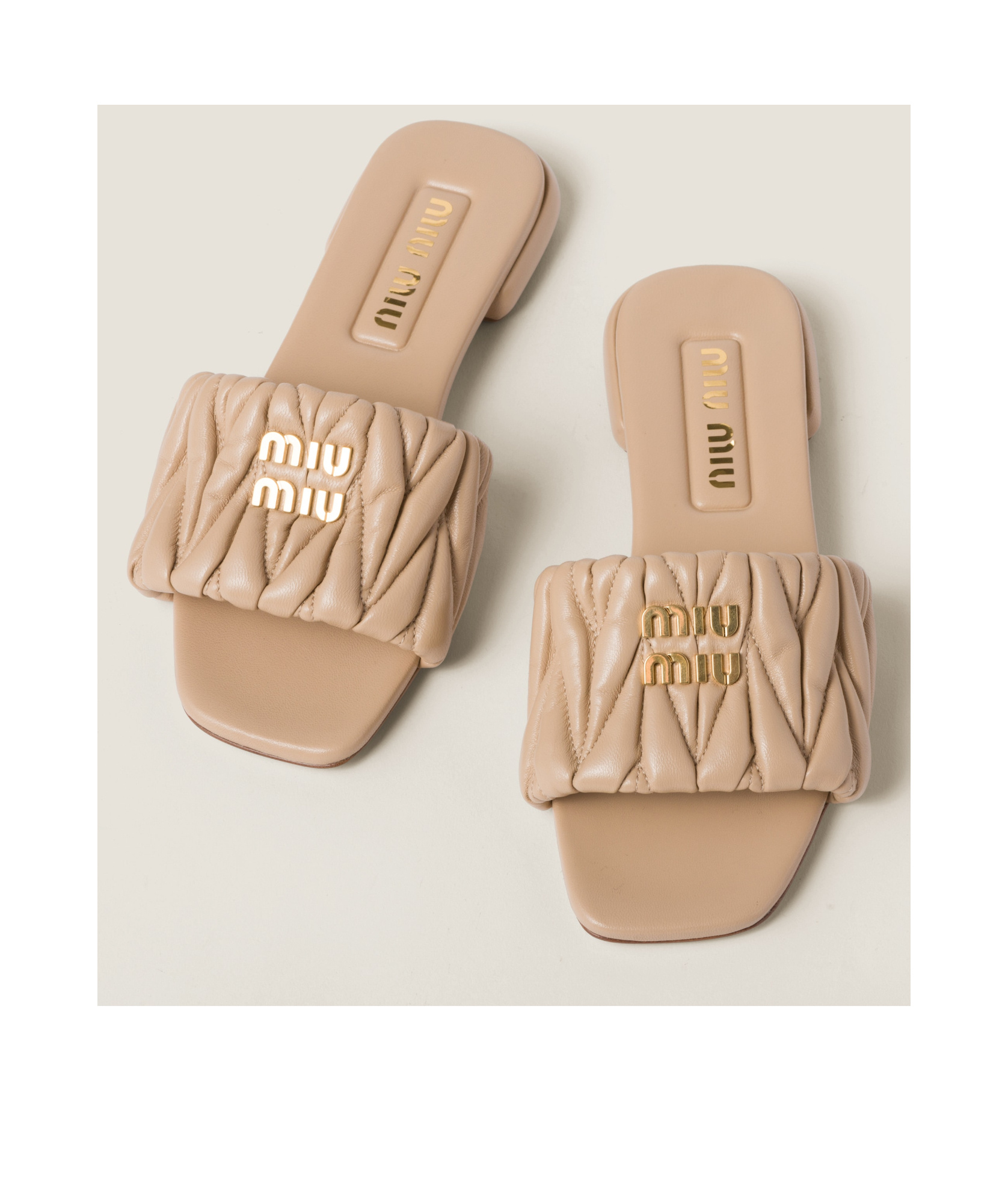 MIU MIU MATELASSÉ NAPPA LEATHER SLIDES