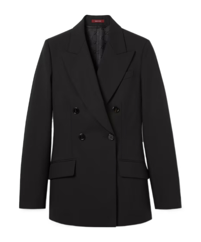 Gucci Double-breasted Light Wool Jacket In Black