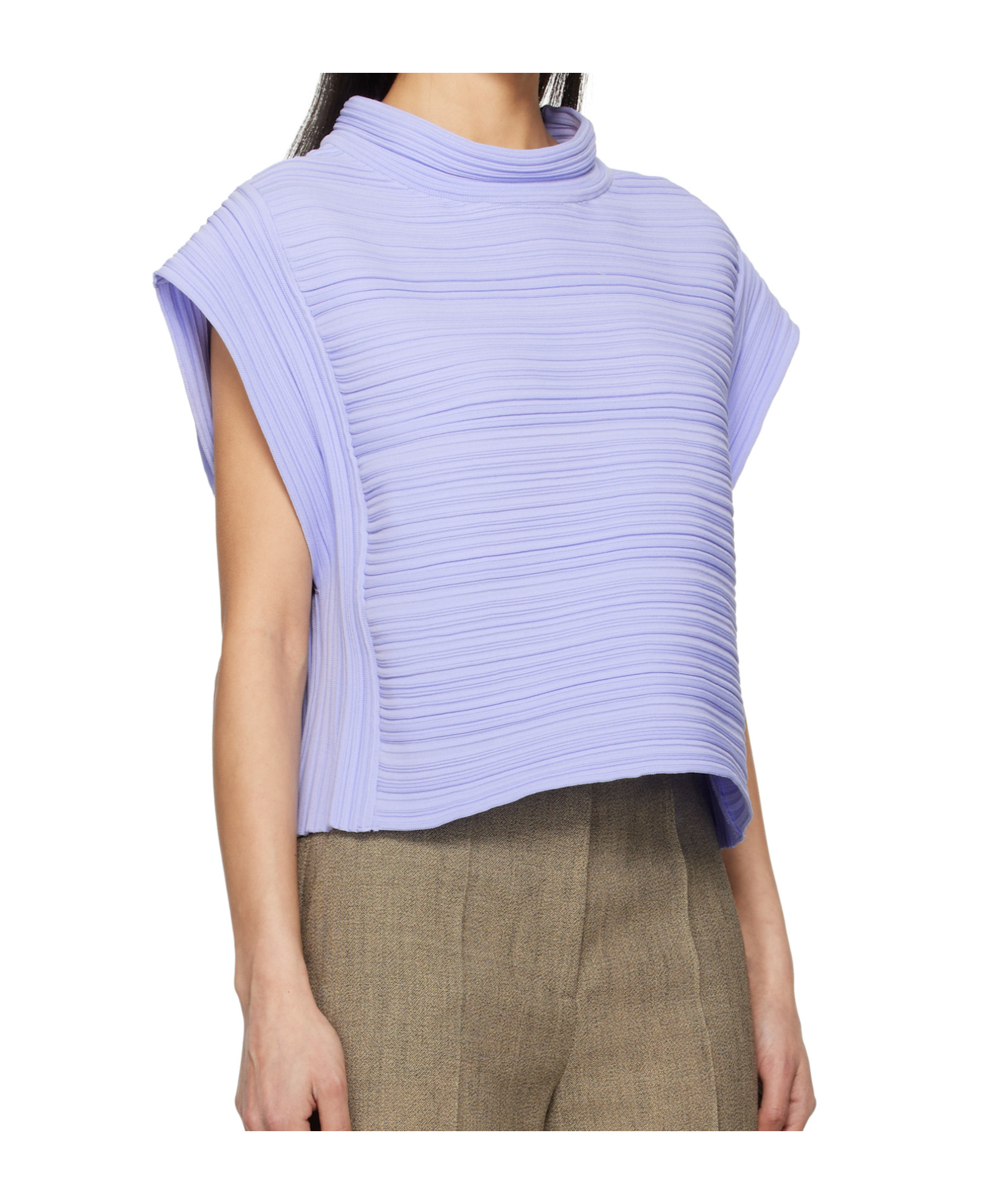 Shop Issey Miyake February Crepe Knit Top In Saxe Blue
