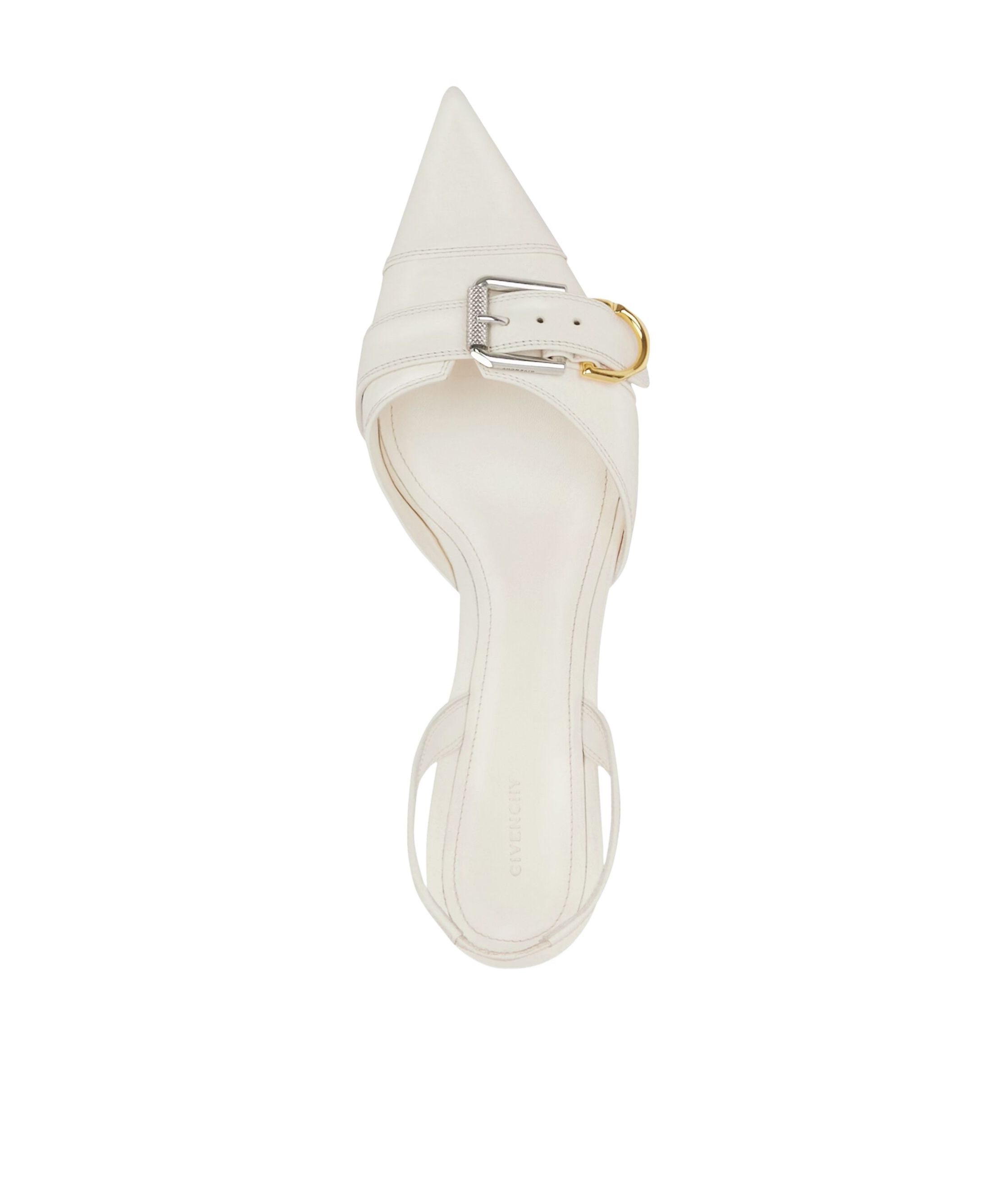Givenchy Voyou Leather Buckle Slingback Pumps In White