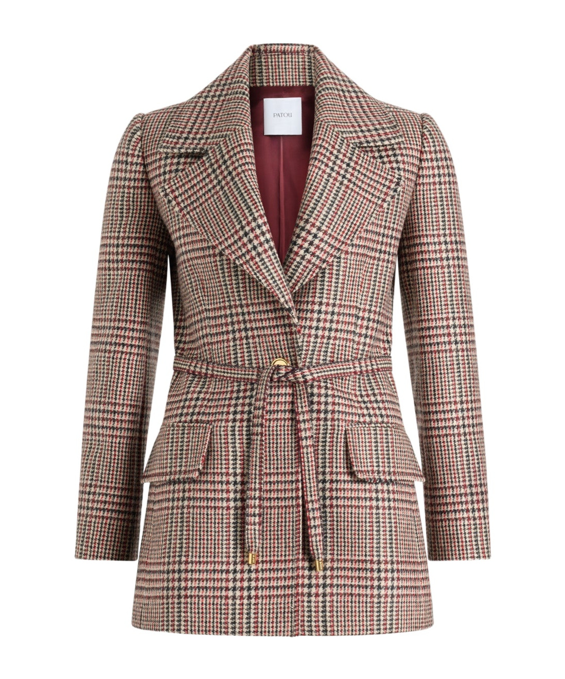 Patou Checked Belted Blazer In Multi