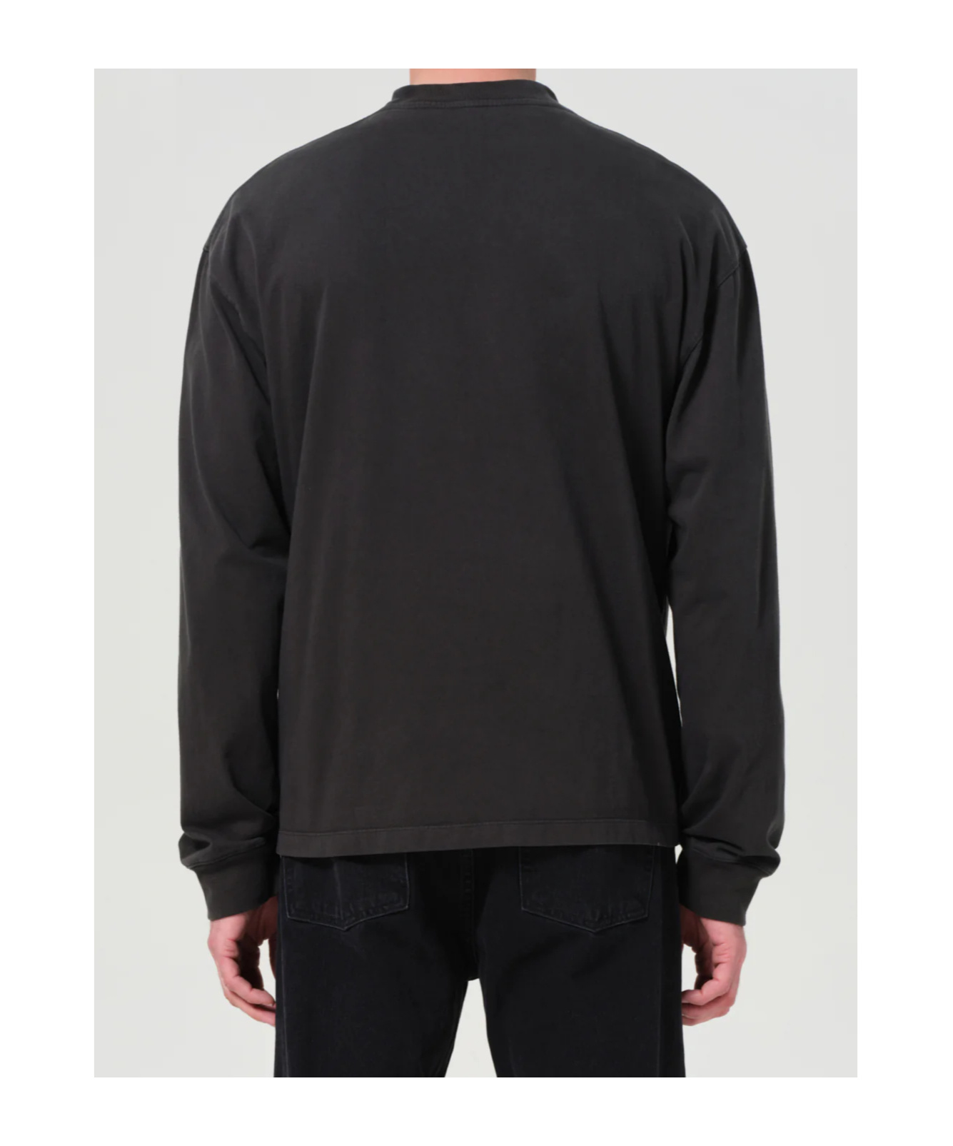 Agolde Long Sleeve Drop Shoulder Tee In Black