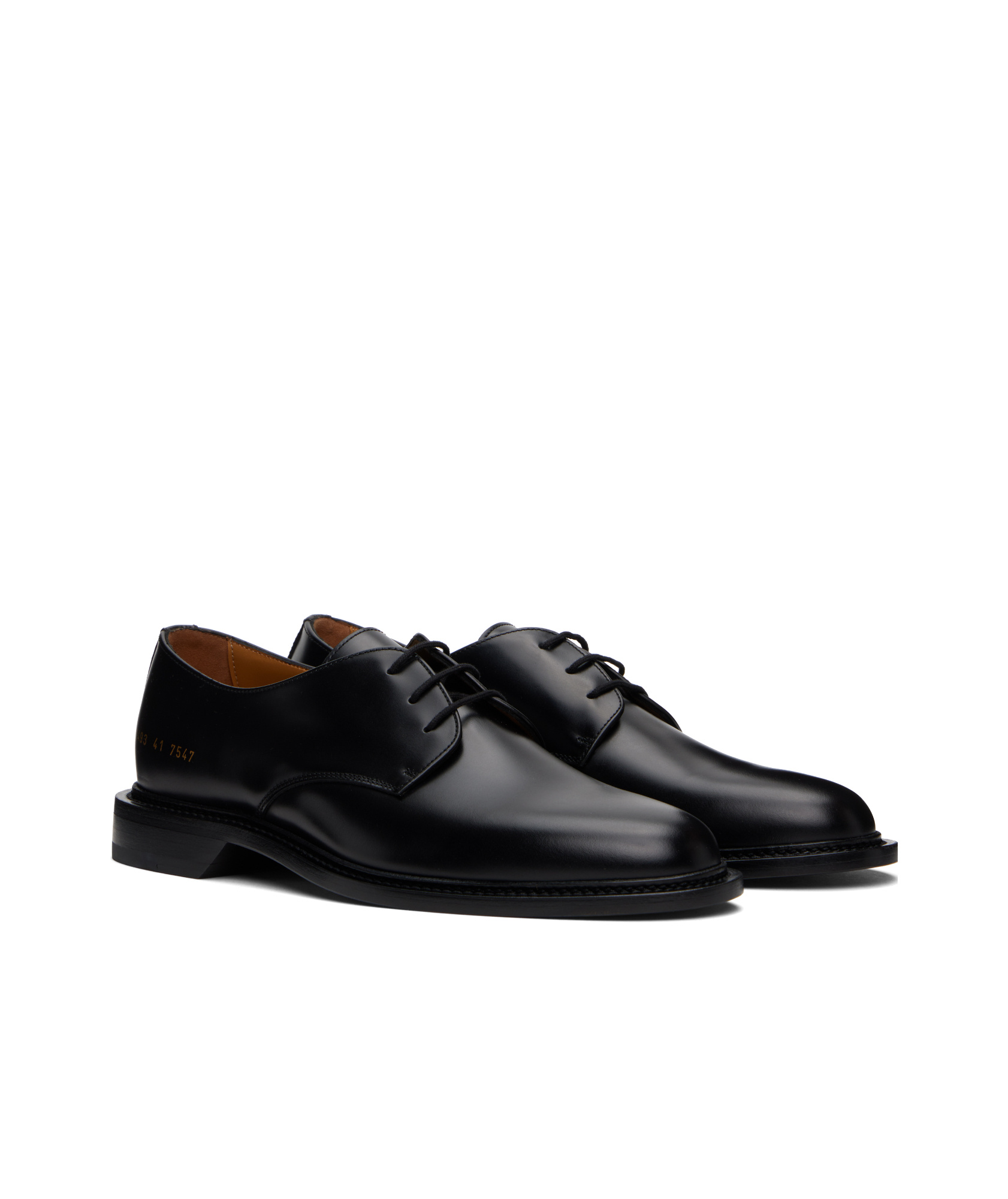 Common Projects Black Polished Leather Derbys In Black